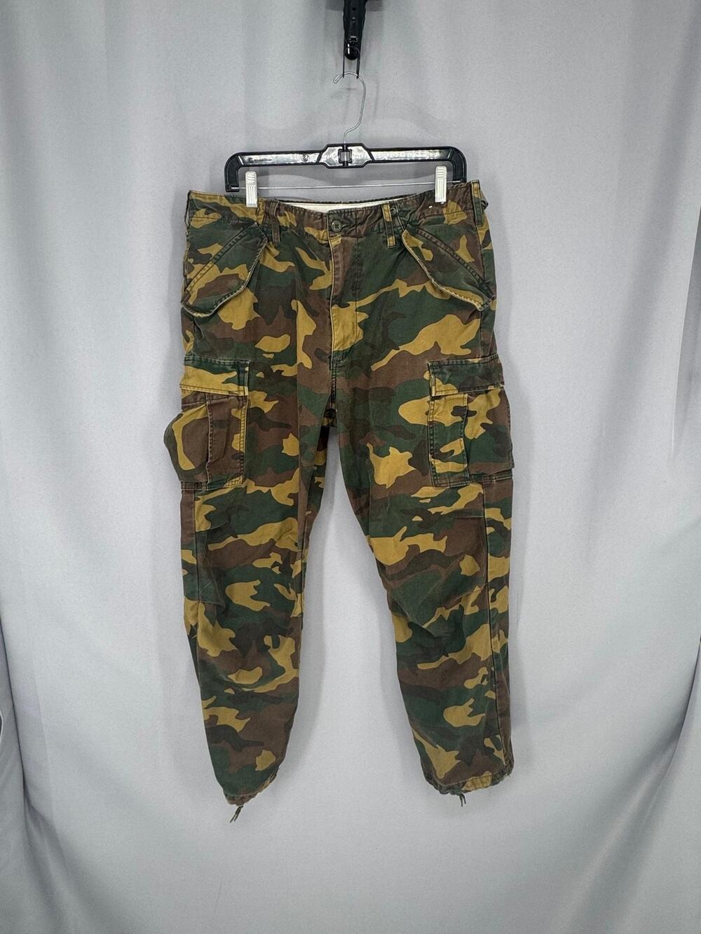 Back Number Cargo Pants Mens Large Camo Army Tapered Drawstring Hem